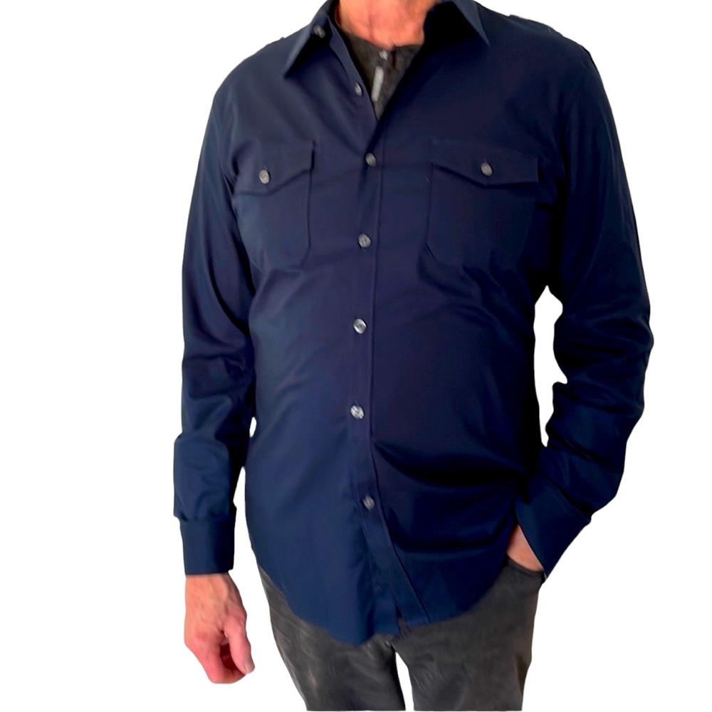 MARC ANTHONY mens large dark navy shirt, EUC